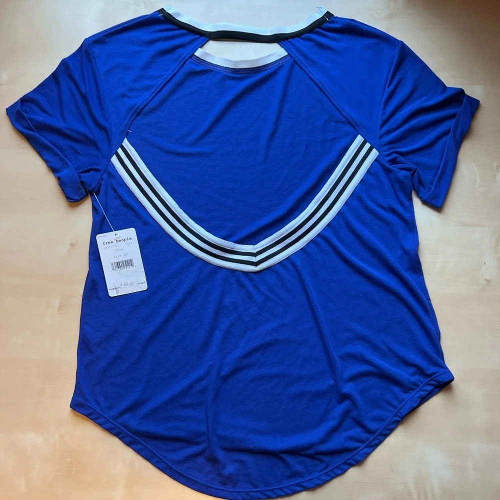 FP Movement by Free People Zephyr Open-Back Workout Tee in Blue size x-small - Picture 6 of 9
